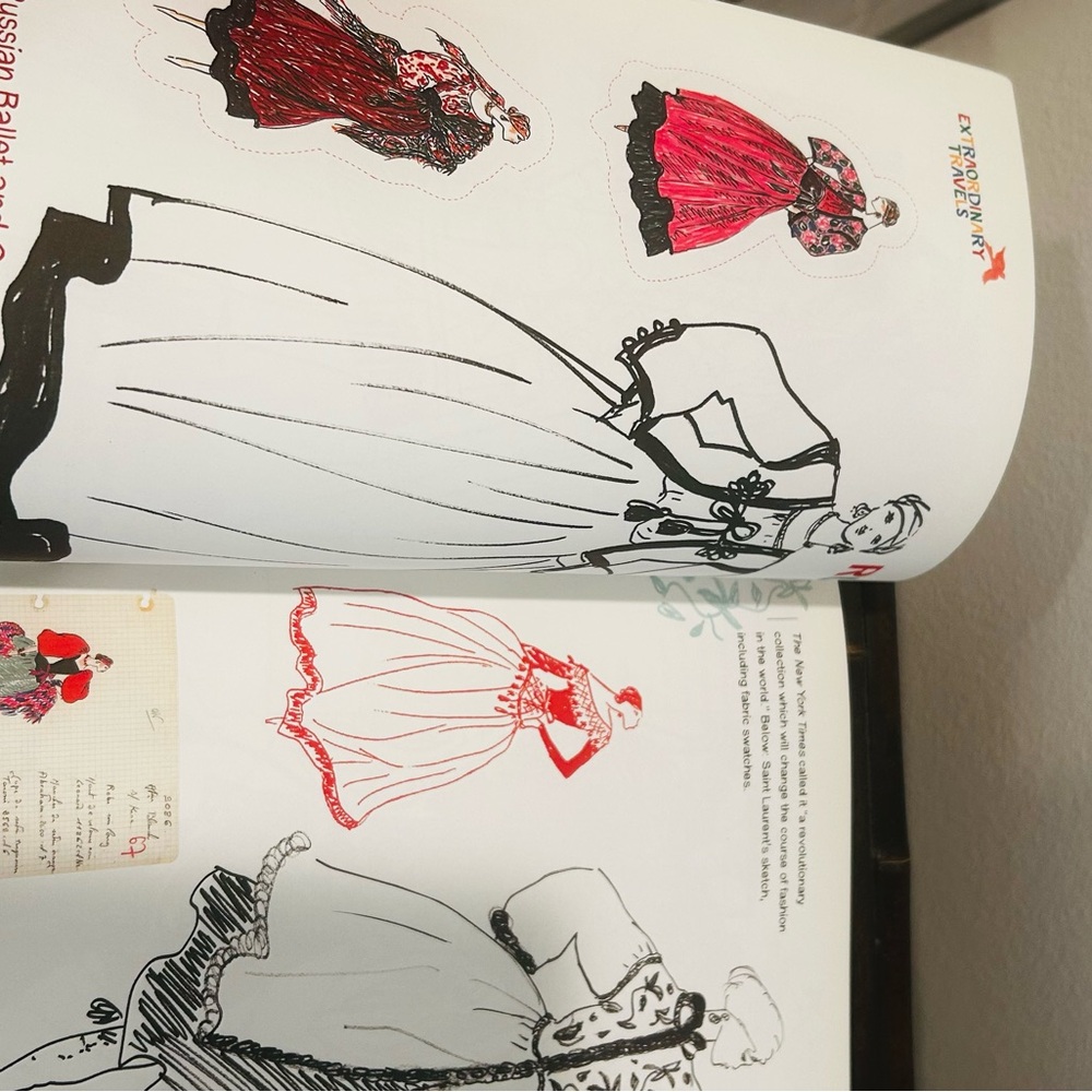 Yves‎ Saint Laurent Cream and Red Art Drawing Illustration - Picture 6 of 6